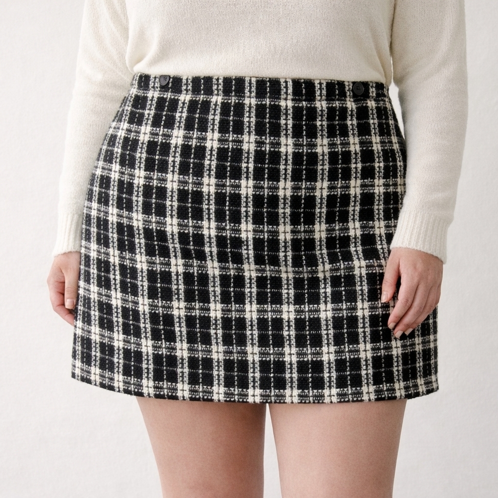 Banana Republic Black & White Checkered Mini Skirt